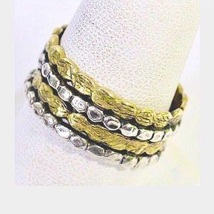 SILPADA Two Tone Sterling Silver Gold Tone Brass Stacked Ring Made In Israel
